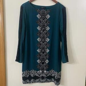 New Style & Co. Womens Sz L Lace Sheath Dress Tunic Gems Dark Green Whimsigoth​​